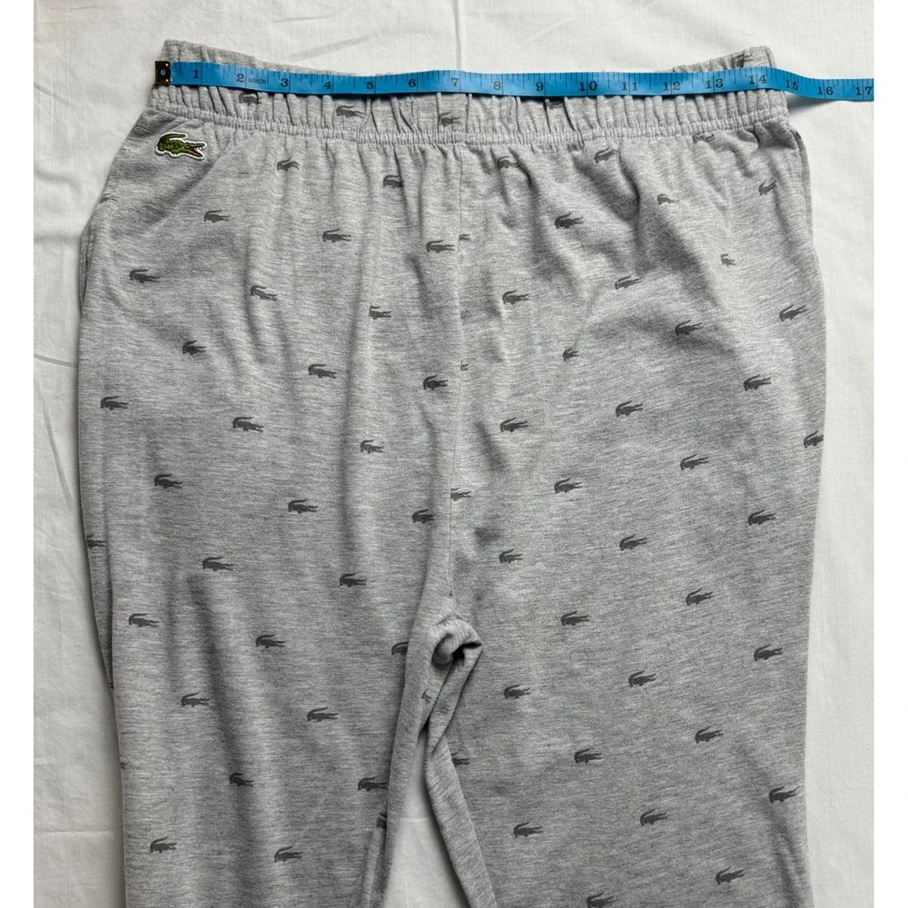 Lacoste Mens Gray All Over Logo Print Sleepwear Jogger lounge Pajama Pants Small - Picture 7 of 12